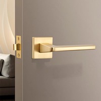 Poignée de porte magnétique silencieuse en alliage de zinc doré, style américain moderne, design simple, quincaillerie intérieure universelle