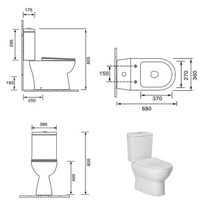 Inodoro de Dos Piezas Aivijia V5096, Inodoro de Cerámica con Descarga Directa, 805 mm de Altura - Product Image 1