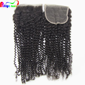 Compre gratis parte 4x4 Cierre de encaje suizo longitud del pelo del bebé 10-20 pulgadas nudos blanqueados suave brasileño Afro rizado pelo tupé - Product Image 2