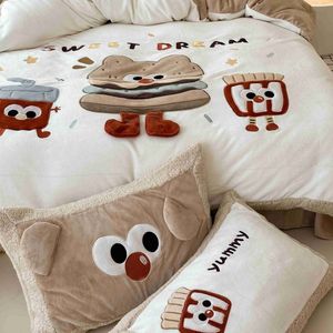 Set da letto in velluto di latte caldo di alta qualità con trapunta ricamata in cartone animato lenzuola da letto <span class=keywords><strong>federe</strong></span> da 4 pezzi Set da letto per bambini - Product Image 3