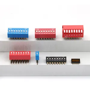 Interruptor de 1-12 posições, orifício azul/vermelho, caixa pcb dip, interruptor de dip de 2.54mm, deslizamento smd 2.54