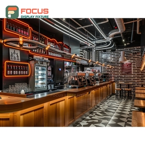 Commercial Coffee Service <b>Counter</b> Front Checkout Zone Condiment Shelf Cafe Service <b>Counter</b> - Product Image 1