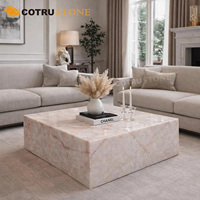 Table basse en pierre rétroéclairée, onyx translucide, LED à intensité variable, meubles de salon, table centrale en marbre, table en cristal blanc, table en jade