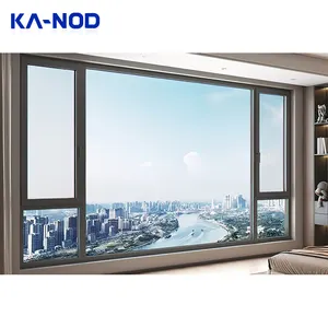 Venda quente de janelas de alumínio para janelas de impacto de furacão de vidro temperado de 180 graus