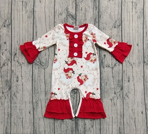 RTS <b>Christmas</b> Santa Star Print Newborn Toddler Romper With Snap <b>Button</b> Wholesale Baby Girl Wholesale Kids Clothing - Product Image 3