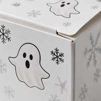 Boîte personnalisée pour mélange de chocolat chaud d'Halloween, emballage de boisson en carton blanc avec impression fantôme, vente en gros, boîte cadeau chocolat chaud OEM