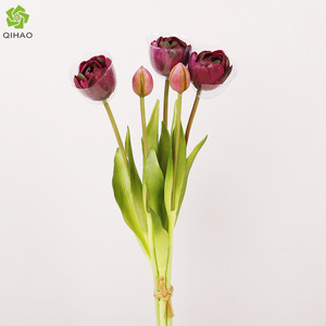 Soft Vinyl Tulip <b>Artificial</b> Flowers High Simulation Wedding Decoration <b>Bouquet</b> Multi Layered Petal Home Decor - Product Image 5