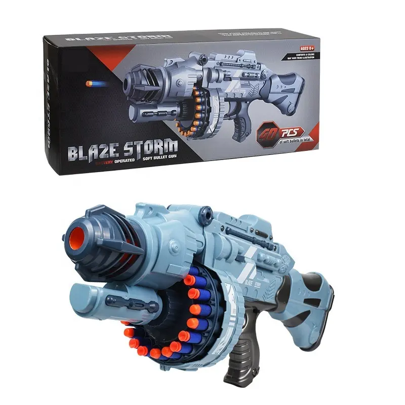 Hot selling plastic electric soft bullet toy guns for boys kids shell ejecting shooting B/O set