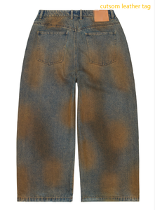 ملابس الشارع OEM مصنع الجملة مستقيم تناسب الوزن الثقيل الدنيم الرجال واسع الساق الجينز الفضفاضة - Product Image 3