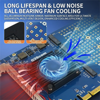 PCIe 4.0 X16 4 M.2 NVMe SSD Expansion Card Adapter Cooling Fan Supports 2242 2280 22110 Sizes High Speed Data Transfer Private