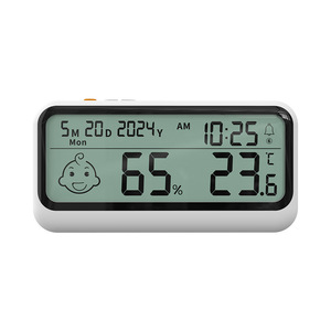 Đa chức năng nhựa nhà nhiệt độ và độ ẩm mét ngày & thời gian đồng hồ báo thức với cao/thấp Fahrenheit đèn nền phổ - Product Image 6