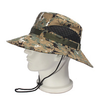 Logo personnalisé Camping Casquette de pêche Safari Sun Boonie Hat Custom Camo Bucket Hat avec ficelle