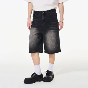 Produttore di Jorts Personalizzati Estate 2025 Unisex Vintage Nero Lavato con Nome del Marchio Ricamato <span class=keywords><strong>Pantaloncini</strong></span> <span class=keywords><strong>Lunghi</strong></span> in Vera Fabbrica di Jeans - Product Image 5