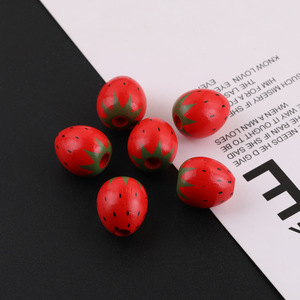 Strawberry Wood Beads Round Loose Beads For Bracelet Making DIY Handmade Jewelry Accessories - Product Image 2