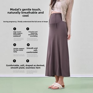 Jupe de Maternité 2026 Printemps/Été Automne Nouvelle Collection Pupu Taille Haute Grande Taille Amincissante Coupe Évasée Viscose <span class=keywords><strong>MILF</strong></span> - Product Image 3