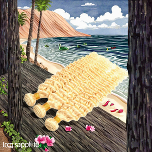 613 Deep Wave Honey Blonde Virgin Hair Weave <strong>Bundle</strong> 28-30 Inch 1-3-4 <strong>Bundle</strong> <strong>Deals</strong> Stretched Length 14 Human Hair Extensions - Product Image 2