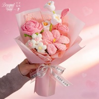 Cadeau pour la fête des mères/Noël 2026, bouquet de fleurs au crochet fait main, fleurs artificielles, écologiques, livraison rapide, bouquet de jardin 1987