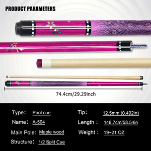 ไม้คิวพูลลายดอกซากุระฝังในไม้เมเปิล - หัวคิว 12.5 มม. ข้อต่อ Uni-loc ลายดอกไม้สีชมพู - Product Image 5