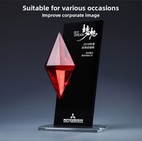 Trophée en cristal rouge diamant personnalisé et créatif, récompense d'employé exceptionnel, prix d'entreprise, gravure, souvenir d'entreprise, modèle Jingpin