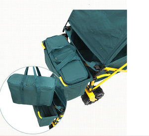 Carro de playa plegable portátil para niños, sombrilla para acampar y caminar, remolque plegable con techo - Product Image 6