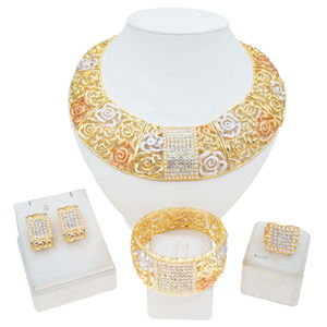 Yulaili conjuntos de joyería moda mujer fiesta <span class=keywords><strong>disfraz</strong></span> accesorios 18K chapado en oro joyería Simple collar único pendientes - Product Image 4