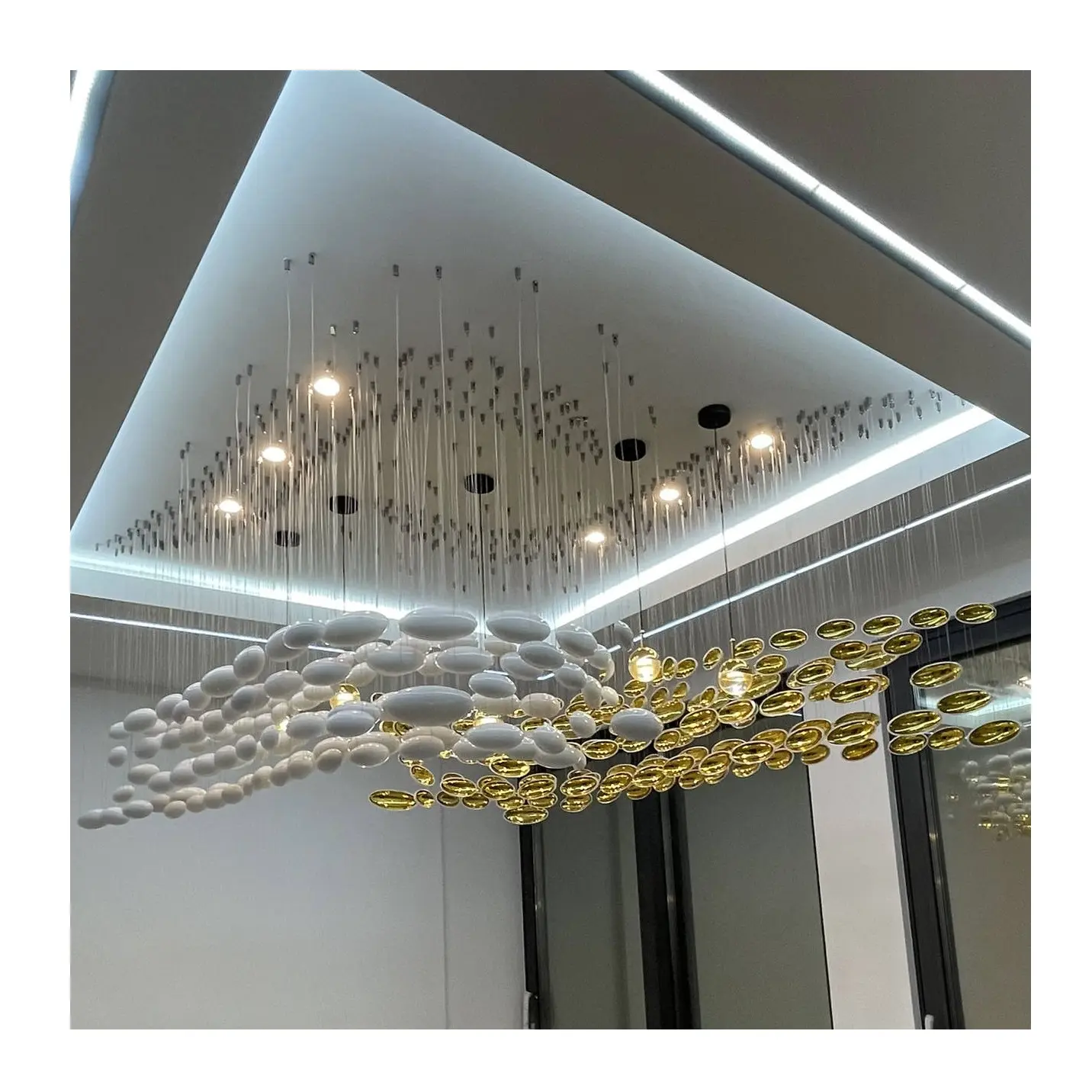 Modern decorative lights hotel lobby hanging light glass pendant chandelier ceiling luxury