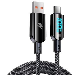 100W 60W Fast Charger Power Nylon Braided PD Fast Charging Type C Data <b>Cable</b> 1M 2M With Led Display - Product Image 2