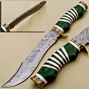Magnifique couteau de chasse artisanal en acier Damas de qualité industrielle, idéal pour le camping en extérieur, cadeau de collection, 13 pouces, pointe tombante, OEM Pakka - Product Image 2