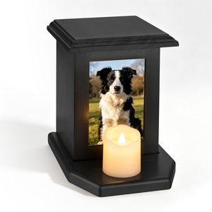 Wooden Pet Urn Cremation <b>Box</b> With Photo Display Black Rectangle <b>Memorial</b> Desktop Decoration For Cat Dog - Product Image 5