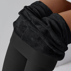 YIYI Leggings doublés en polaire pour femmes collants d'hiver chauds thermiques entraînement en plein air taille haute couleurs de peau pantalons de Yoga temps froid - Product Image 3