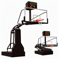 Panier de basket extérieur pliable robuste, support de panier de basket hydraulique portable pour terrain de sport et entraînement scolaire