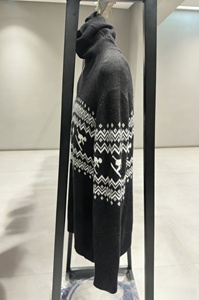 Pull en tricot à col roulé pour femme, motif Fair Isle noir, pull d'hiver - Product Image 3