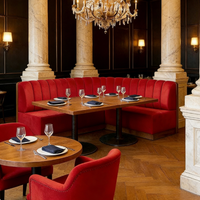 Ensemble de mobilier de restaurant personnalisé : banquette en tissu, canapé, sièges pour café, table et chaises en bois pour restaurant