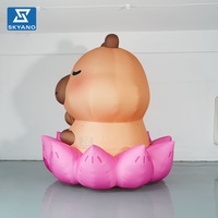 Capybara gonflable personnalisé avec base en lotus, modèle de mascotte de dessin animé pour la décoration d'attractions touristiques en plein air et de parcs
