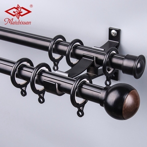 Conjunto de barra de cortina doble individual Finial de estilo simple Barra de cortina de aluminio - Product Image 5