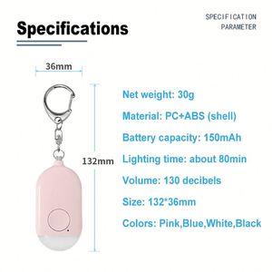 New Recharge Anti-wolf Alarm Flashlight <b>Smart</b> Outdoor Personal 130dB Security Self-defense Keychain - Product Image 4