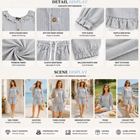 Ensemble de vêtements décontractés pour femmes, haut à manches courtes en tissu tissé à rayures avec volants et short ample au-dessus du genou, 2 pièces, OEM ODM