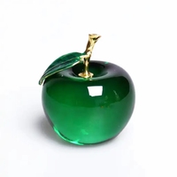 Vente en gros Feuilles d'or Couleur bleue Cristal Verre Pomme Cadeau de Noël
