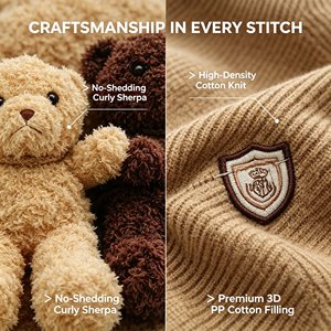 Ours en peluche Kawaii avec <span class=keywords><strong>pull</strong></span>, ours en peluche classique avec tenue tricotée, poupée animale douce marron pour cadeau d'anniversaire pour enfants - Product Image 2