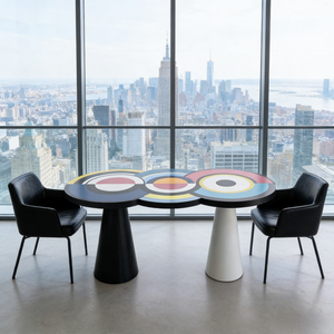 โต๊ะอาหารสไตล์นอร์ดิกมินิมอลลิสต์สมัยใหม่ |   ดีไซน์ภาพวาดสีน้ำมันแบบนามธรรม โต๊ะไฟเบอร์กลาส 6 ที่นั่ง สำหรับห้องนั่งเล่น/ห้องรับประทานอาหาร - Product Image 3