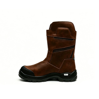Bottes de travail OEM haute sécurité légères en cuir Crazy Horse avec semelle extérieure en PU, embout en acier anti-écrasement, confort et sécurité pour la construction