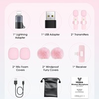 Microphone Lavalier sans Fil Rose Portable pour Enregistrement Audio et Vidéo, Vlog, iPhone, Android, PC, Gaming en Direct