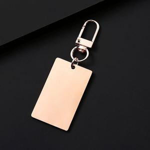 Stainless Steel Rectangular Pendant Metal Keychain Laser Logo Color Printing Blank Material Gift <b>Engraving</b> - Product Image 4