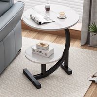 Venta al por mayor minimalista mesa de centro moderna mesita de noche con marco de metal en forma de C mesa auxiliar para sala de estar dormitorio Hotel