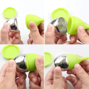 Tea Bag Safe Eco-friendly Non-toxic Reusable Tea-leaves Infuser Filter Strainer Tool Stainless Steel Colorful Jelly Silicone