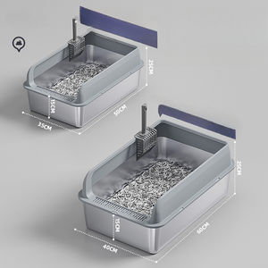 Caja de arena grande de acero inoxidable con <span class=keywords><strong>tapa</strong></span>, bandeja <span class=keywords><strong>antisalpicaduras</strong></span> cerrada de pared alta para Big S, inodoro de metal Kitty - Product Image 5