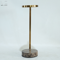 Moderner Luxus-High-End-Service tisch Home Kleiner runder Travertin-Marmorsockel Gold Metall Beistell tisch für Wohnzimmer