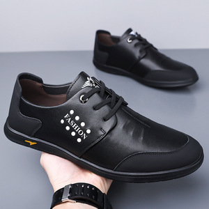 Zapatos Casuales de Cuero para Hombre, Blancos y Negros, con Cordones, para Oficina, Carrera, Cuatro Estaciones, Diseño Moderno para Adultos - Product Image 2