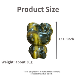 Sıcak satış 1.5 inç Mini doğal taş el oyma kristal merhaba KT kedi dekoratif hediyeler için sevimli heykelcik - Product Image 6