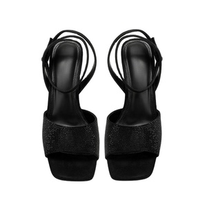 Sandales élégantes pour femmes à bout carré, <span class=keywords><strong>talon</strong></span> aiguille ouvert, strass, <span class=keywords><strong>talon</strong></span> plat confortable, bride à boucle, formelles, en PU, été, automne, hiver - Product Image 5